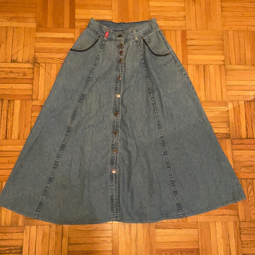 Super vintage cobra flare jean skirt